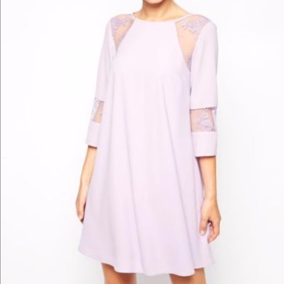 NWT ASOS Lavender Purple Lace Cut Out Panel Swing Dress - Picture 11 of 12